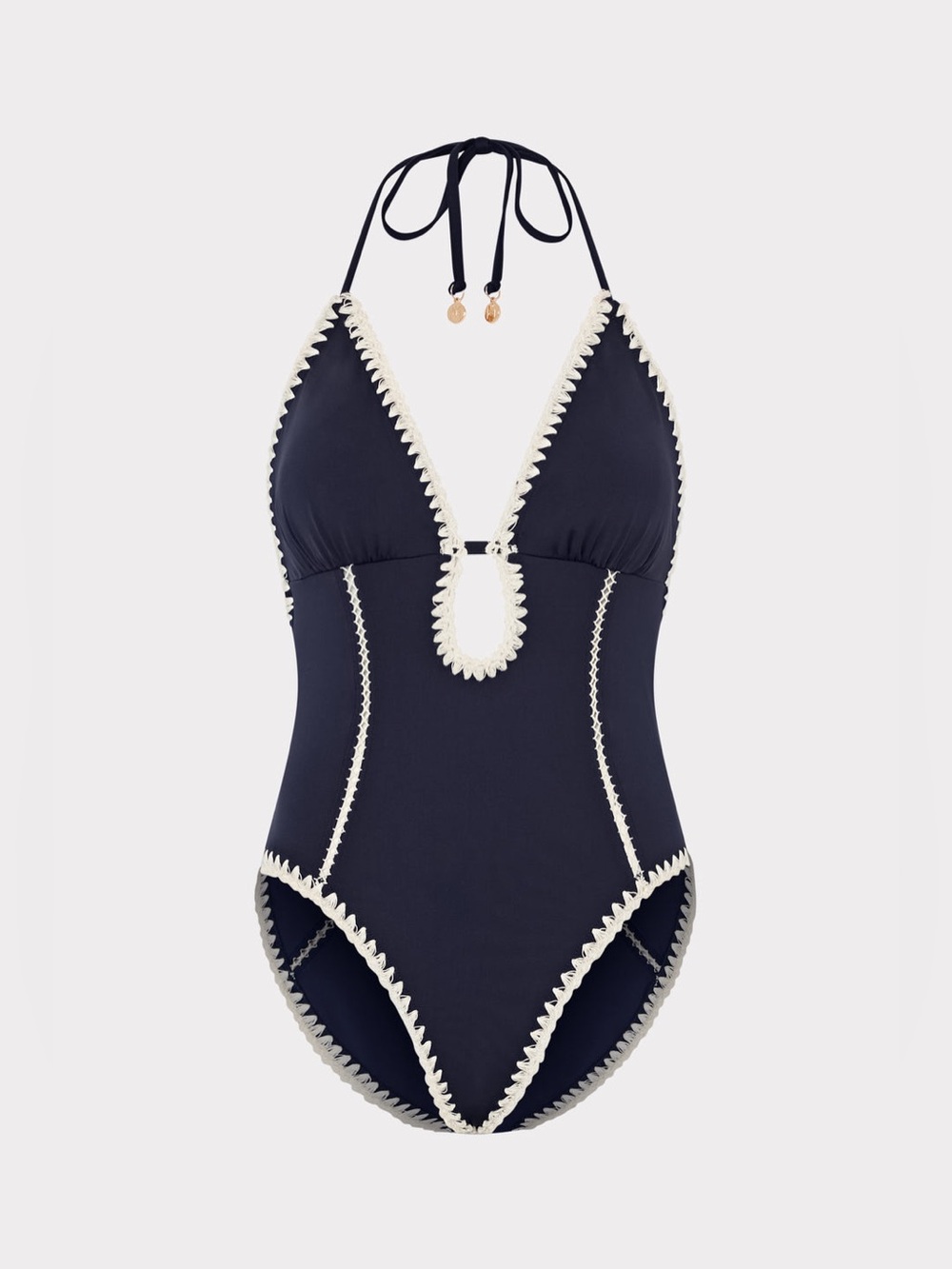 MILLY Cutout Crochet Trim One-Piece, Size Small, $325
